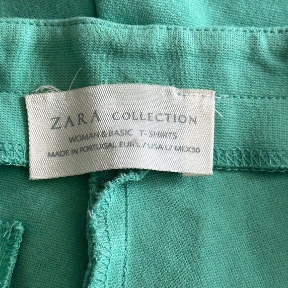 Women's L Zara Collection Cotton Blend Shorts SeaForm Green Zippers High Rise - Picture 5 of 11